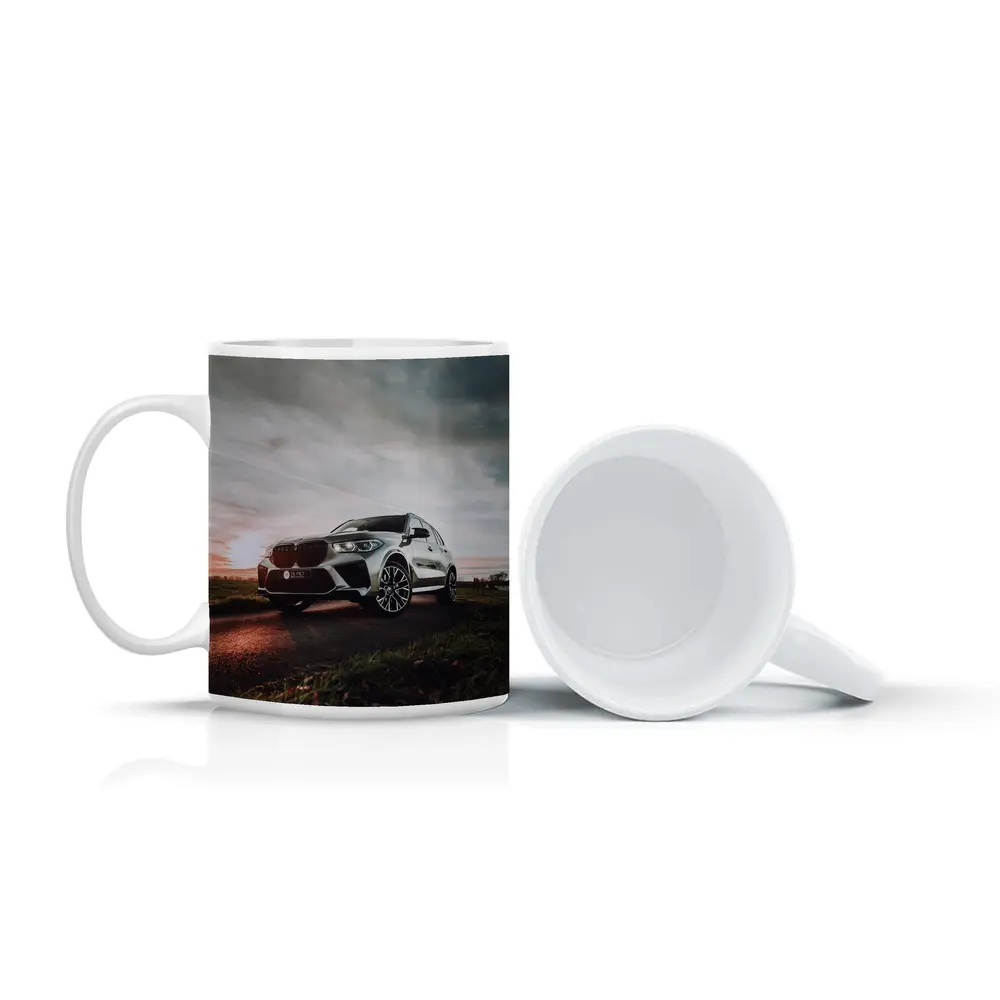 BMW X5M Silver SUV Dramatic Cloudy Sunset – Mugs