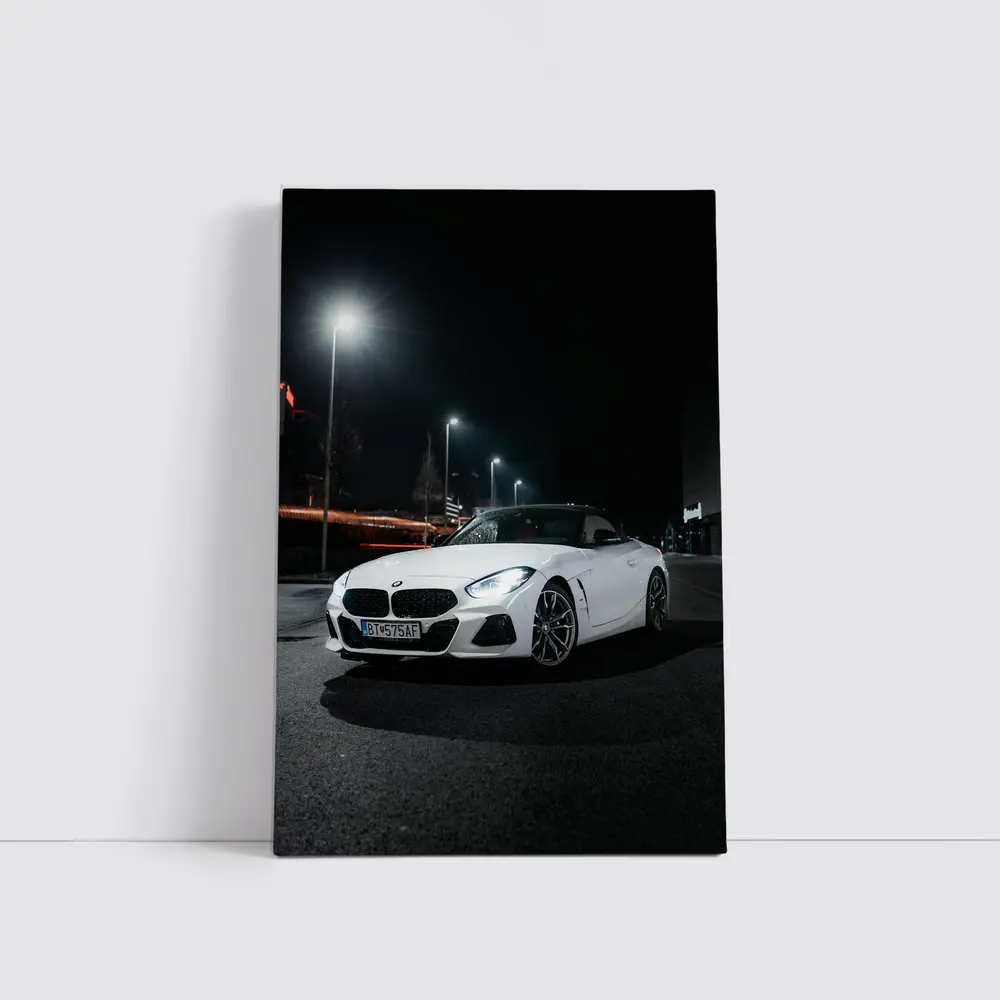 BMW Z4 White Roadster City Night – Wall Art