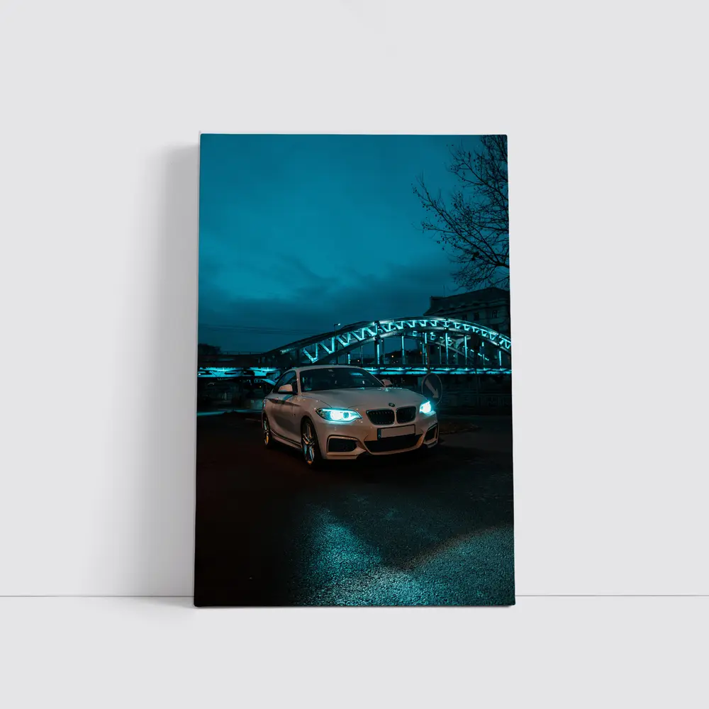 BMW 2 Series White Coupe Night City – Wall Art