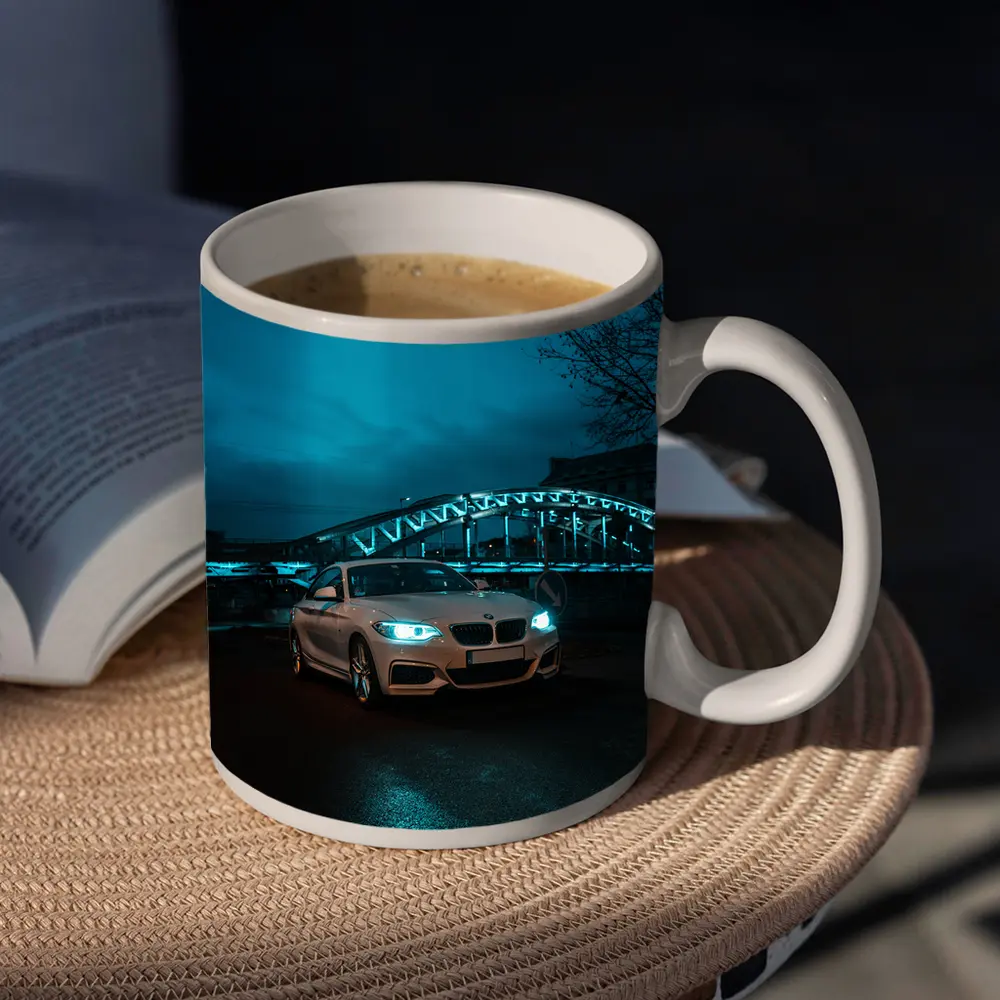 BMW 2 Series White Coupe Night City – Mugs