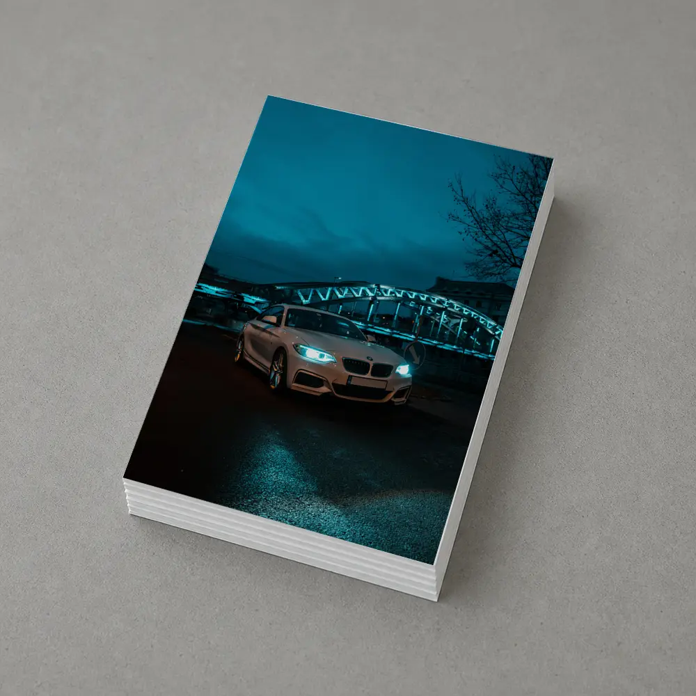 BMW 2 Series White Coupe Night City – Postcards