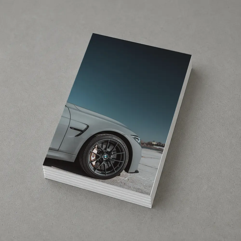 BMW M3 Gray Front Wheel Teal Sky – Postcards