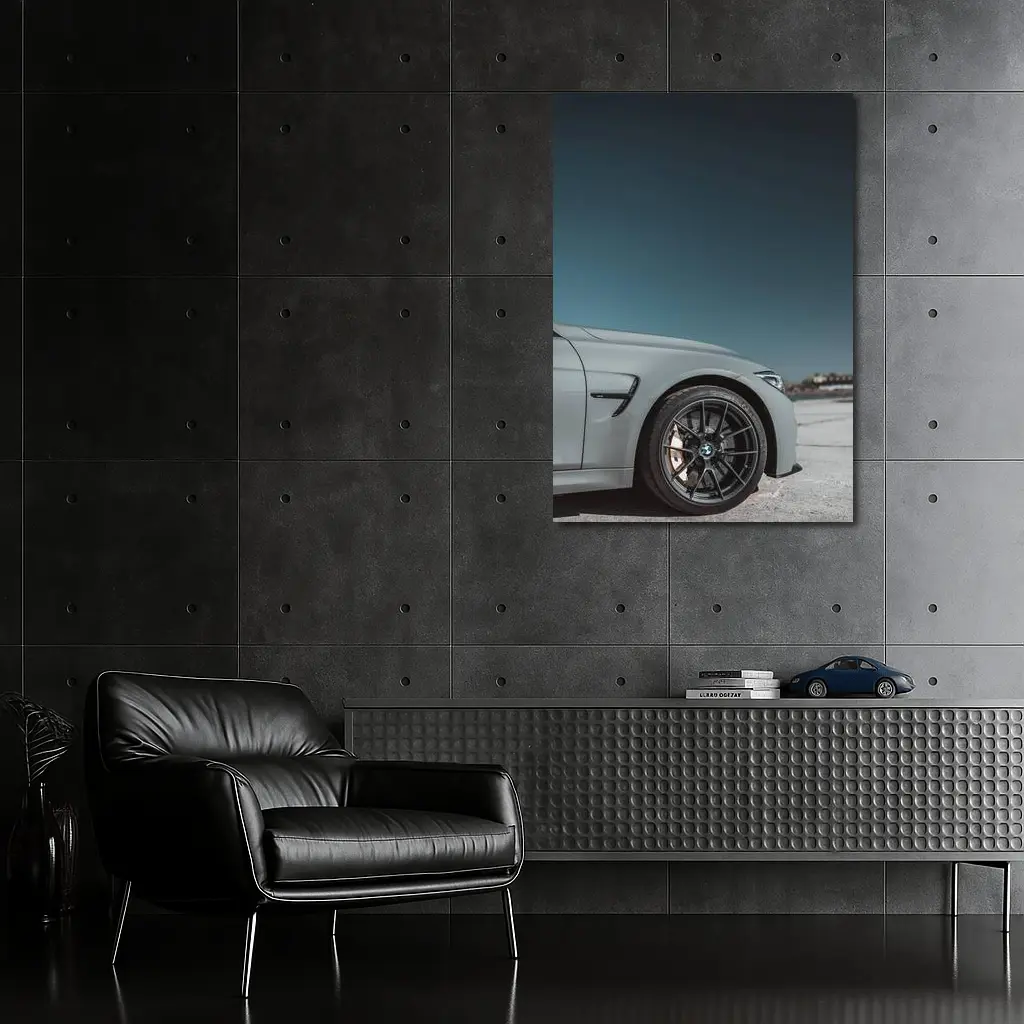 BMW M3 Gray Front Wheel Teal Sky – Wall Art