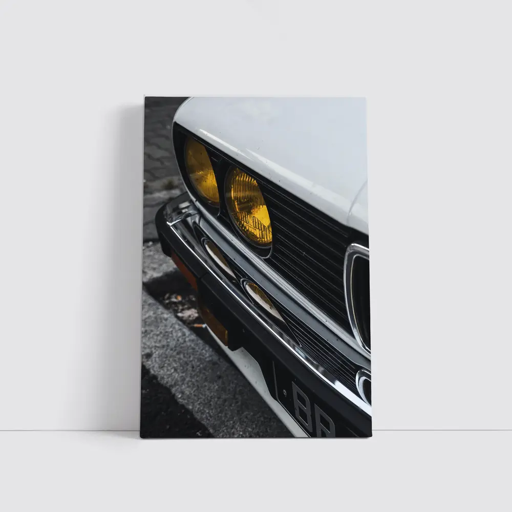 BMW E28 Classic Front Yellow Headlights Street – Wall Art