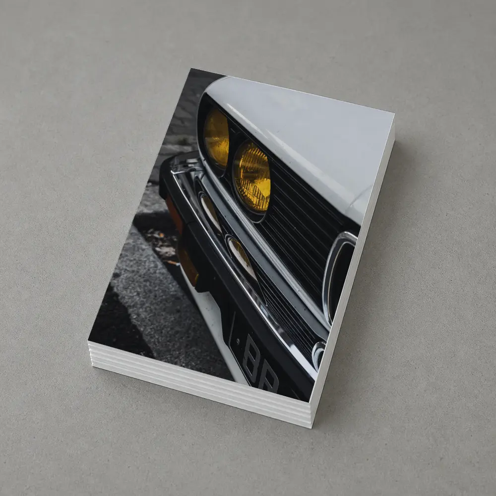 BMW E28 Classic Front Yellow Headlights Street – Postcards