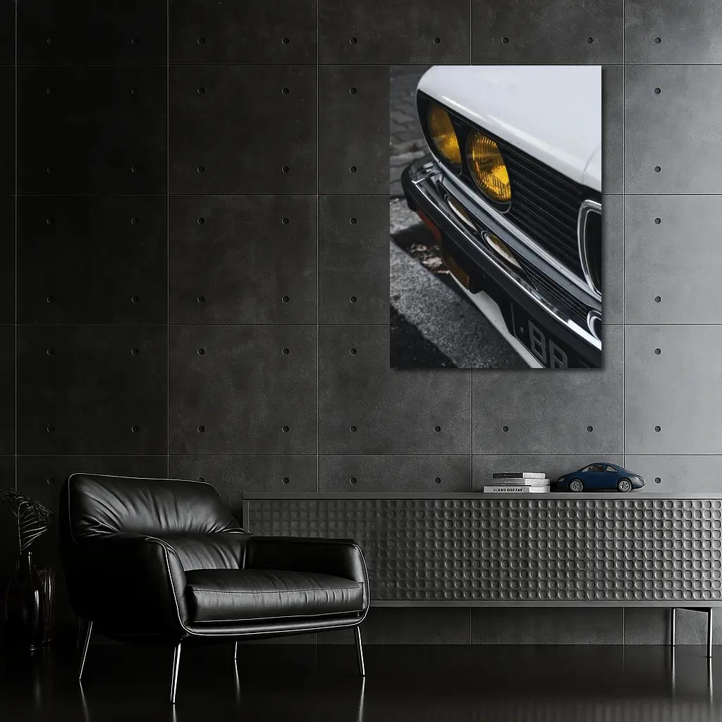 BMW E28 Classic Front Yellow Headlights Street – Wall Art