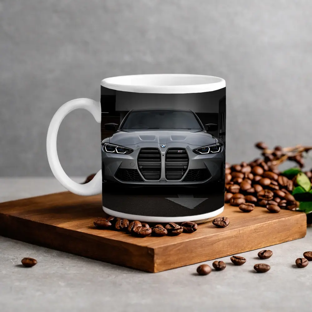 BMW M3 Gray Front View Street – Mugs