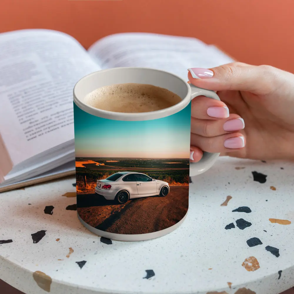BMW 1 Series Coupe White Sunset Countryside – Mugs
