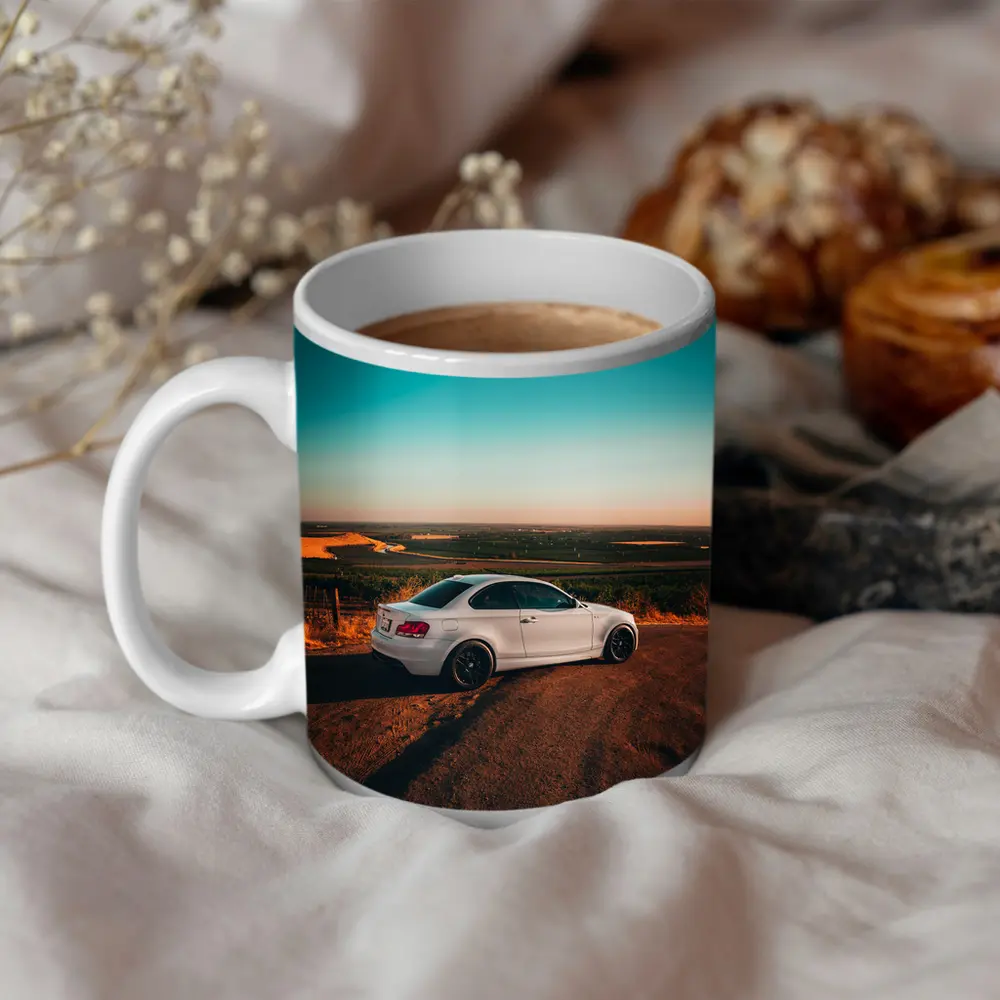 BMW 1 Series Coupe White Sunset Countryside – Mugs