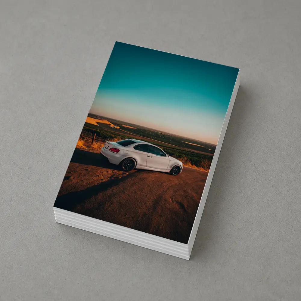 BMW 1 Series Coupe White Sunset Countryside – Postcards