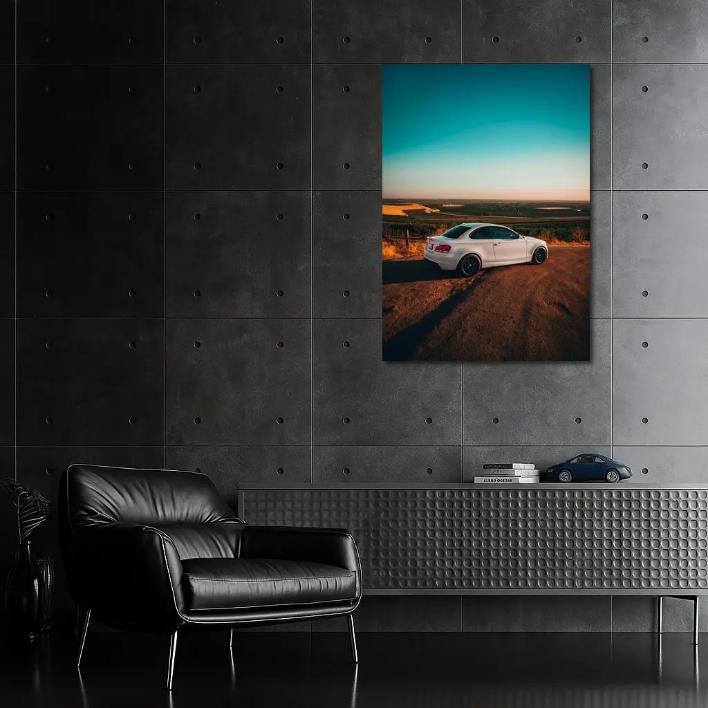 BMW 1 Series Coupe White Sunset Countryside – Wall Art