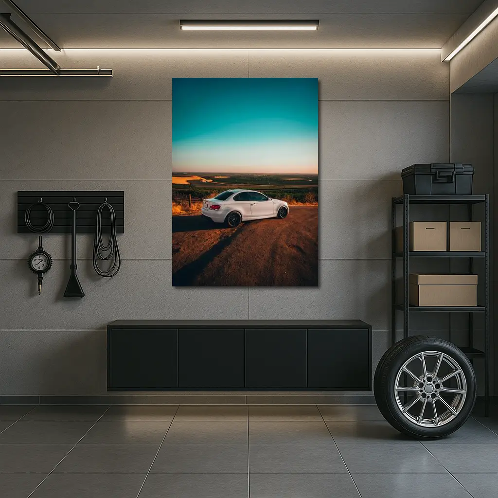 BMW 1 Series Coupe White Sunset Countryside – Wall Art