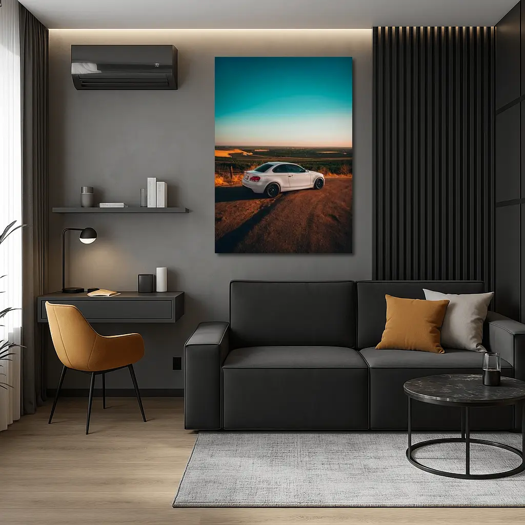 BMW 1 Series Coupe White Sunset Countryside – Wall Art