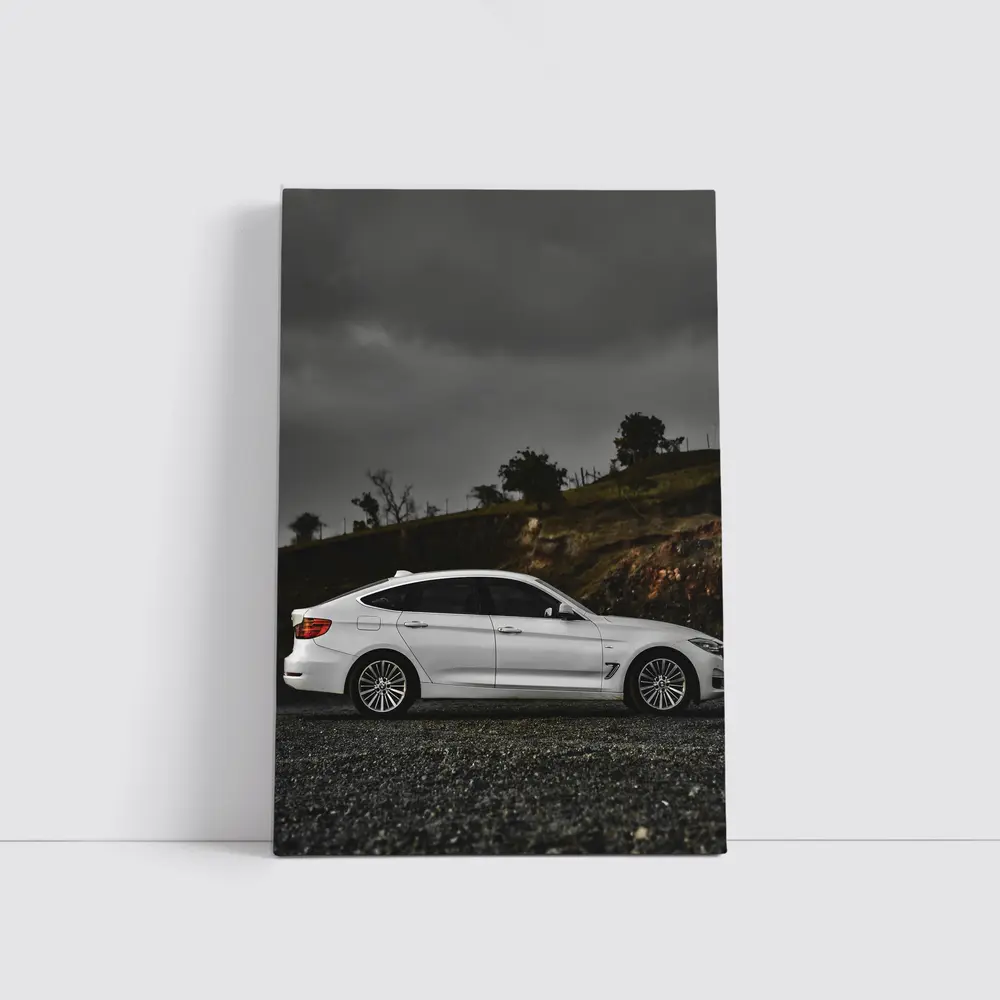 BMW 3 Series White Car Stormy Sky – Wall Art
