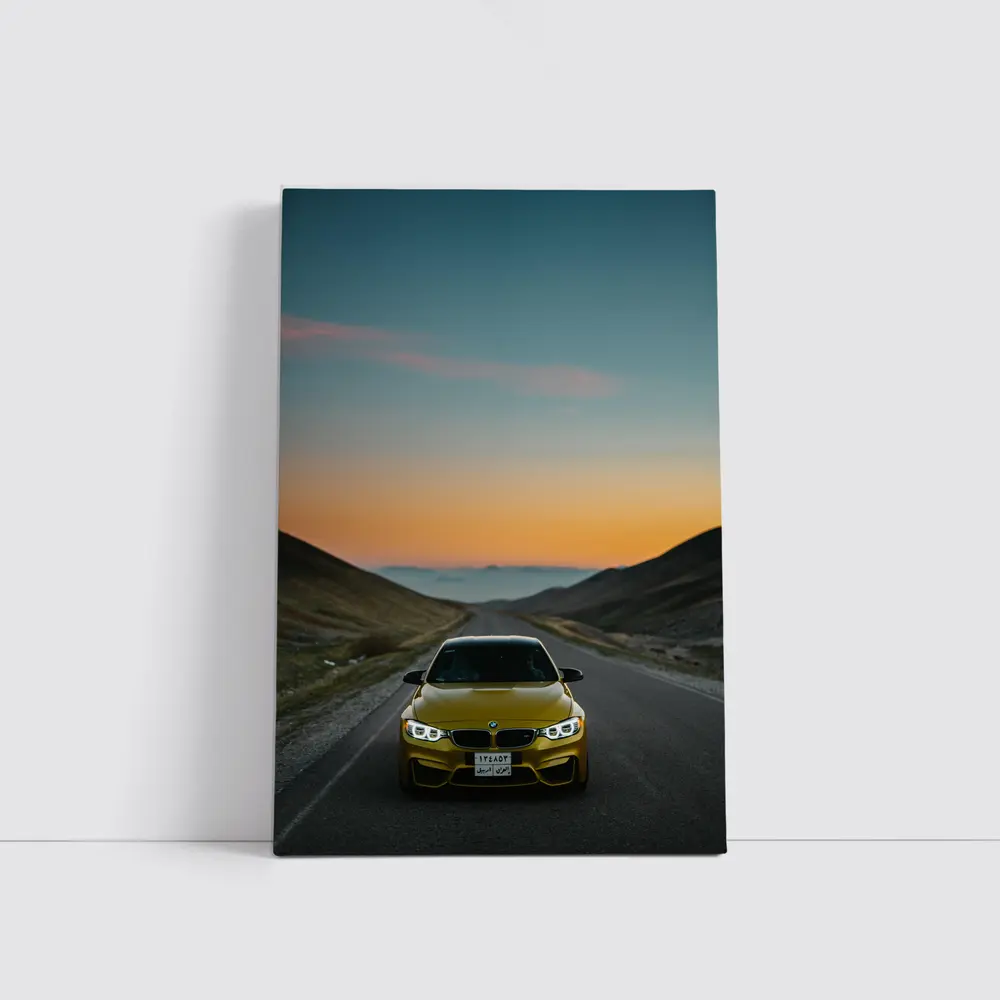 BMW M4 Yellow Mountain Road Sunset – Wall Art