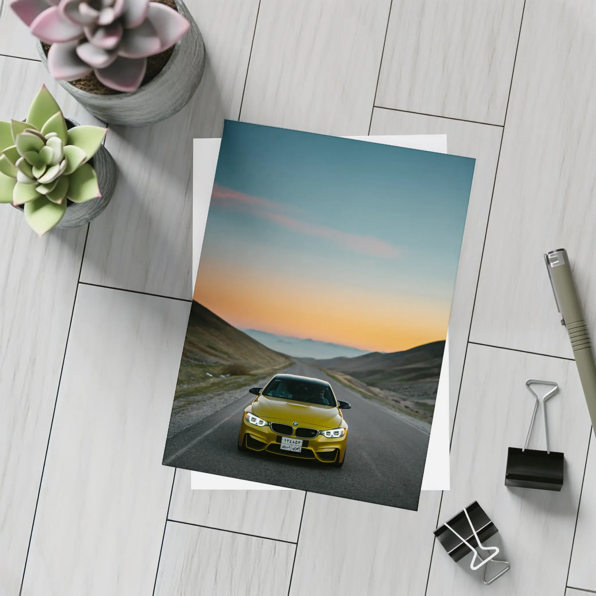 BMW M4 Yellow Mountain Road Sunset – Postcards