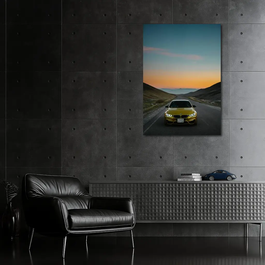 BMW M4 Yellow Mountain Road Sunset – Wall Art