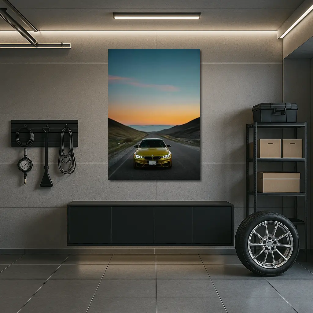 BMW M4 Yellow Mountain Road Sunset – Wall Art