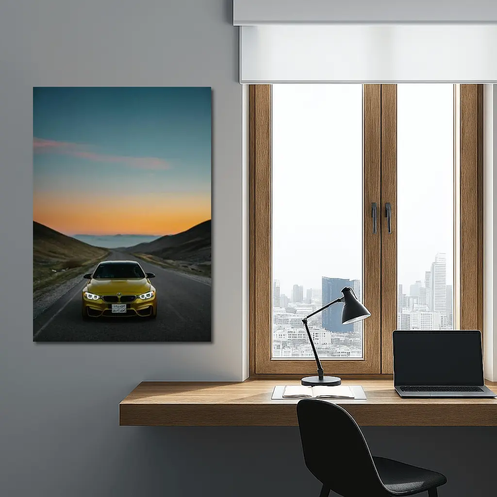 BMW M4 Yellow Mountain Road Sunset – Wall Art