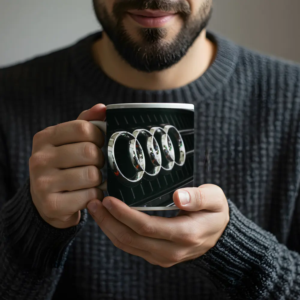 Audi Four Rings Chrome Grille Close Up – Mugs