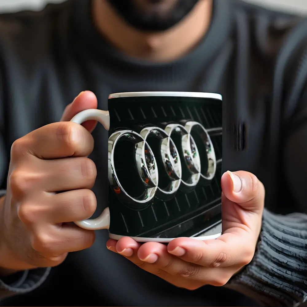 Audi Four Rings Chrome Grille Close Up – Mugs