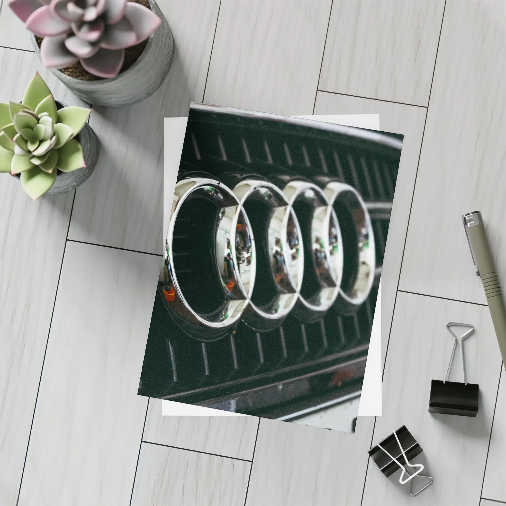 Audi Four Rings Chrome Grille Close Up – Postcards