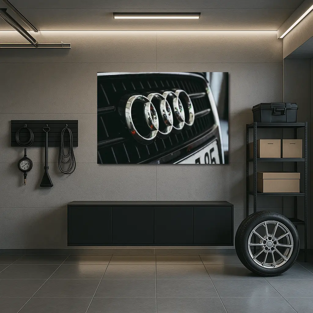 Audi Four Rings Chrome Grille Close Up – Wall Art