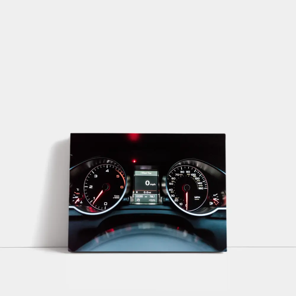 Audi Dashboard Gauges Glowing Red Night – Wall Art