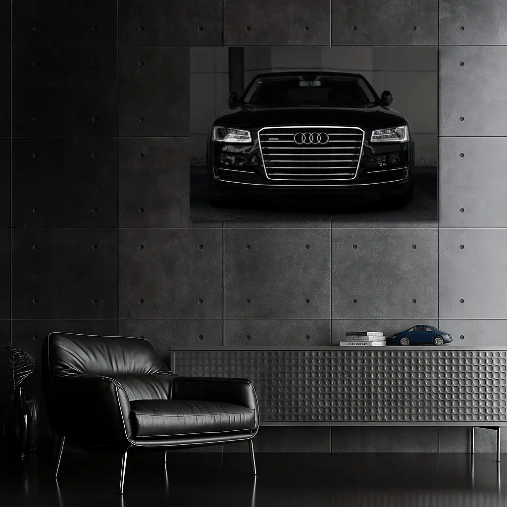 Audi A8 Black Luxury Sedan Front View – Wall Art