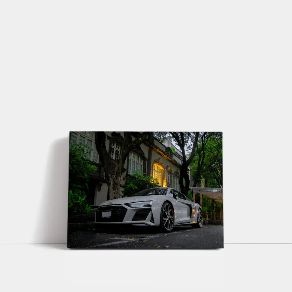 Audi R8 Parked Outside Elegant Mansion – Wall Art