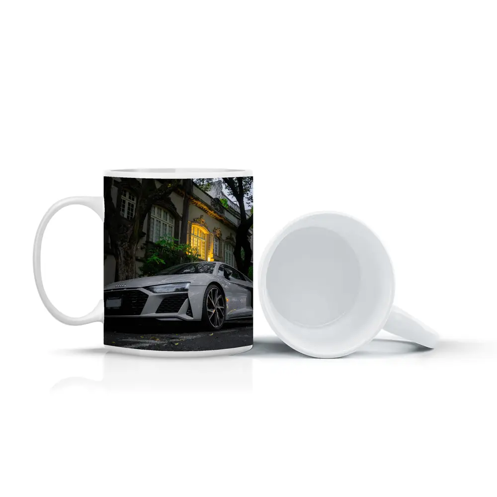 Audi R8 Parked Outside Elegant Mansion – Mugs
