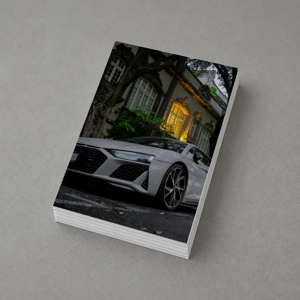 Audi R8 Parked Outside Elegant Mansion – Postcards