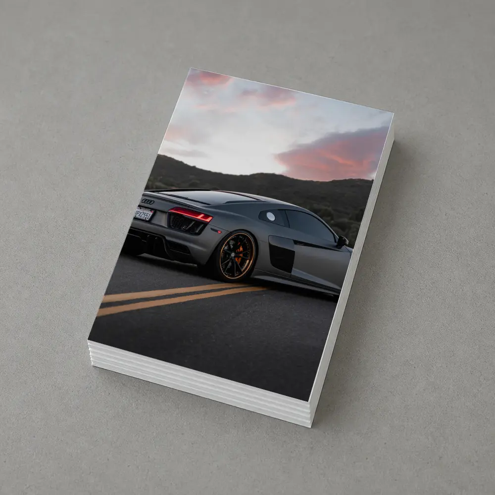 Audi R8 Gray Supercar Mountain Sunset Road – Postcards