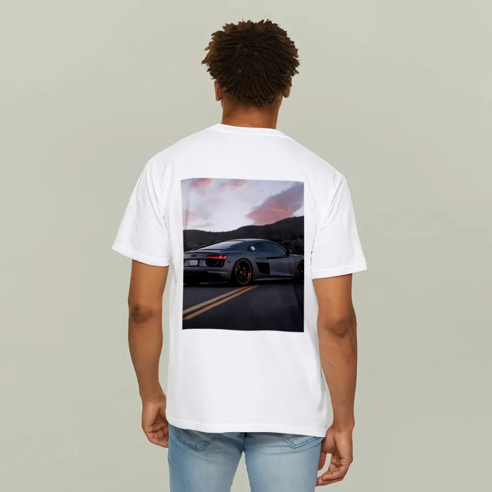 Audi R8 Gray Supercar Mountain Sunset Road – T-Shirts