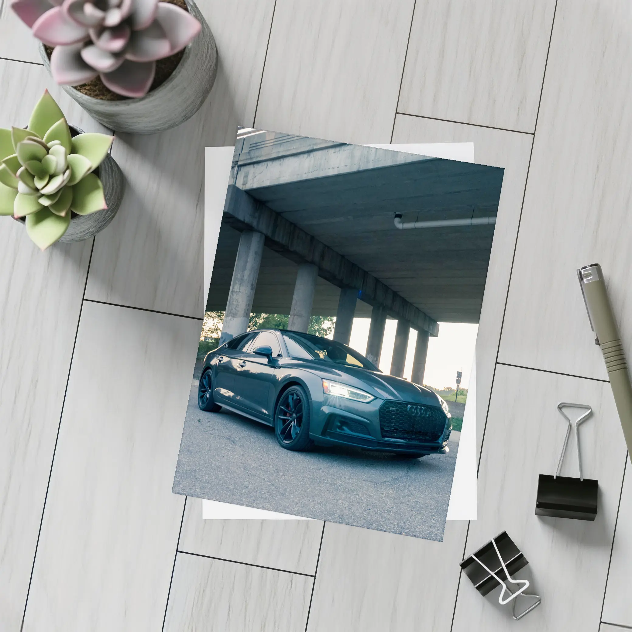 Audi A5 Parked Under Urban Bridge – Postcards