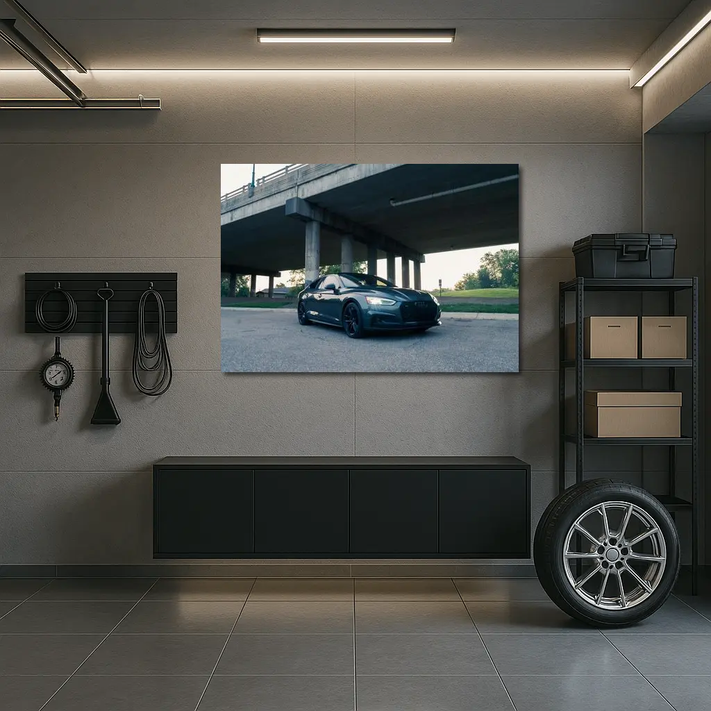 Audi A5 Parked Under Urban Bridge – Wall Art