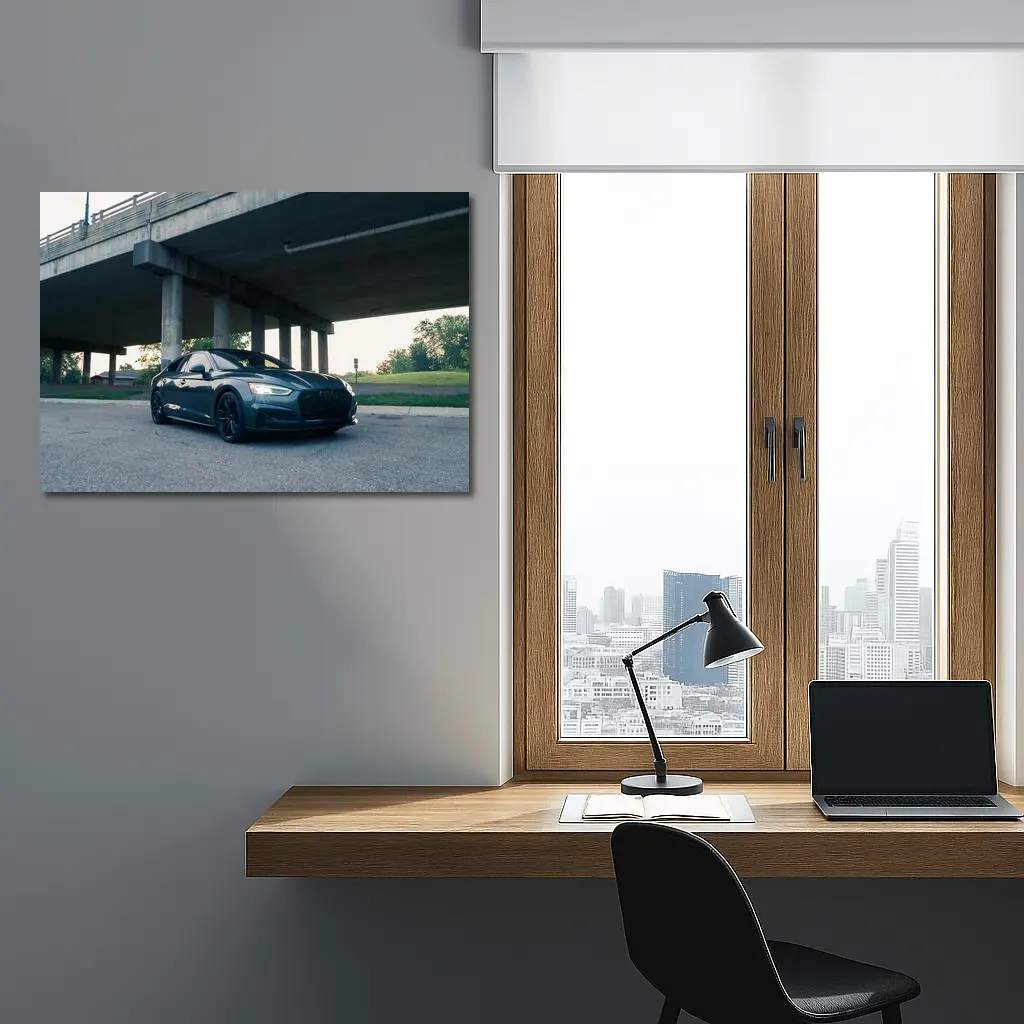 Audi A5 Parked Under Urban Bridge – Wall Art