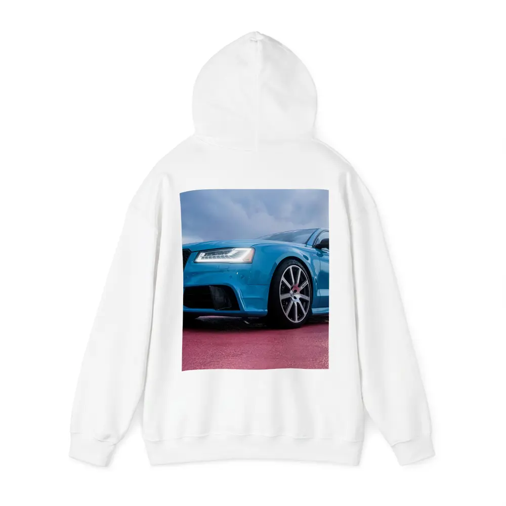 Audi RS Blue Sedan Dramatic Sky Background – Hoodies