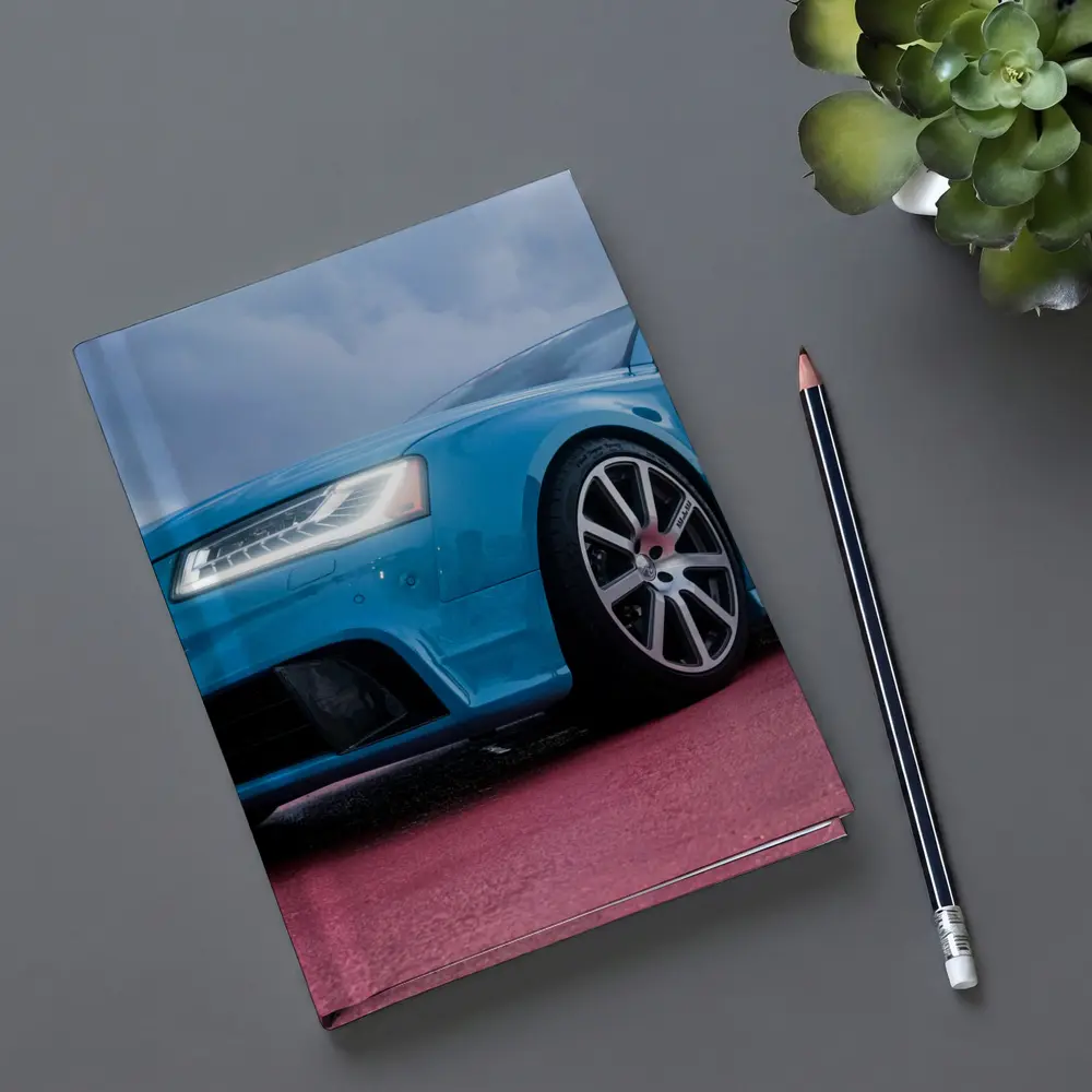 Audi RS Blue Sedan Dramatic Sky Background – Notebooks