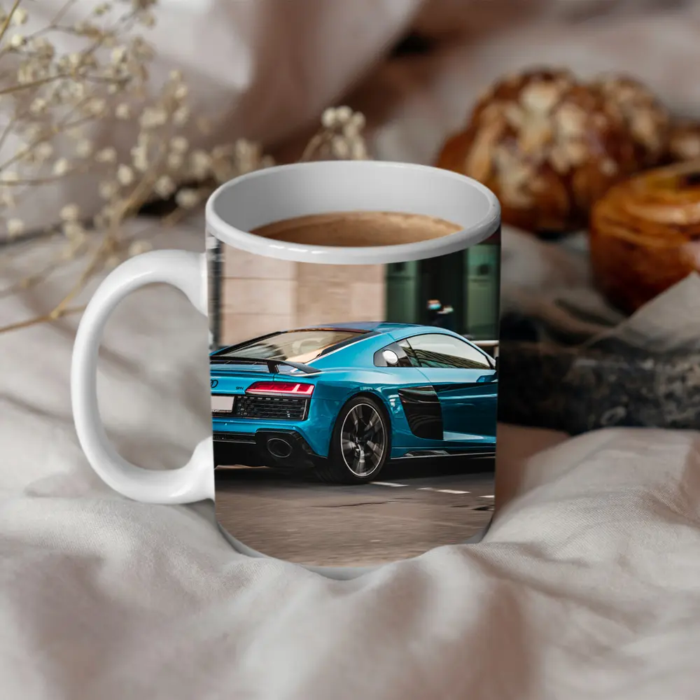 Audi R8 Blue Supercar City Street – Mugs