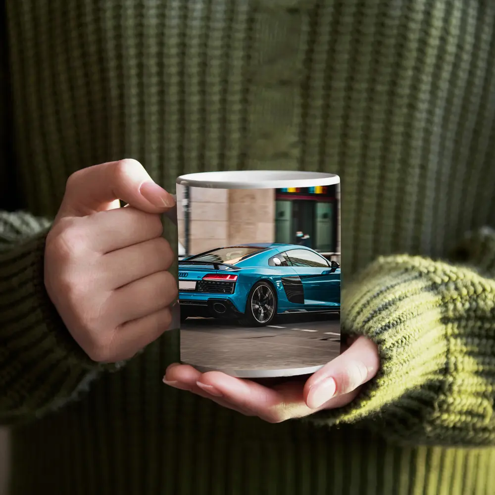 Audi R8 Blue Supercar City Street – Mugs