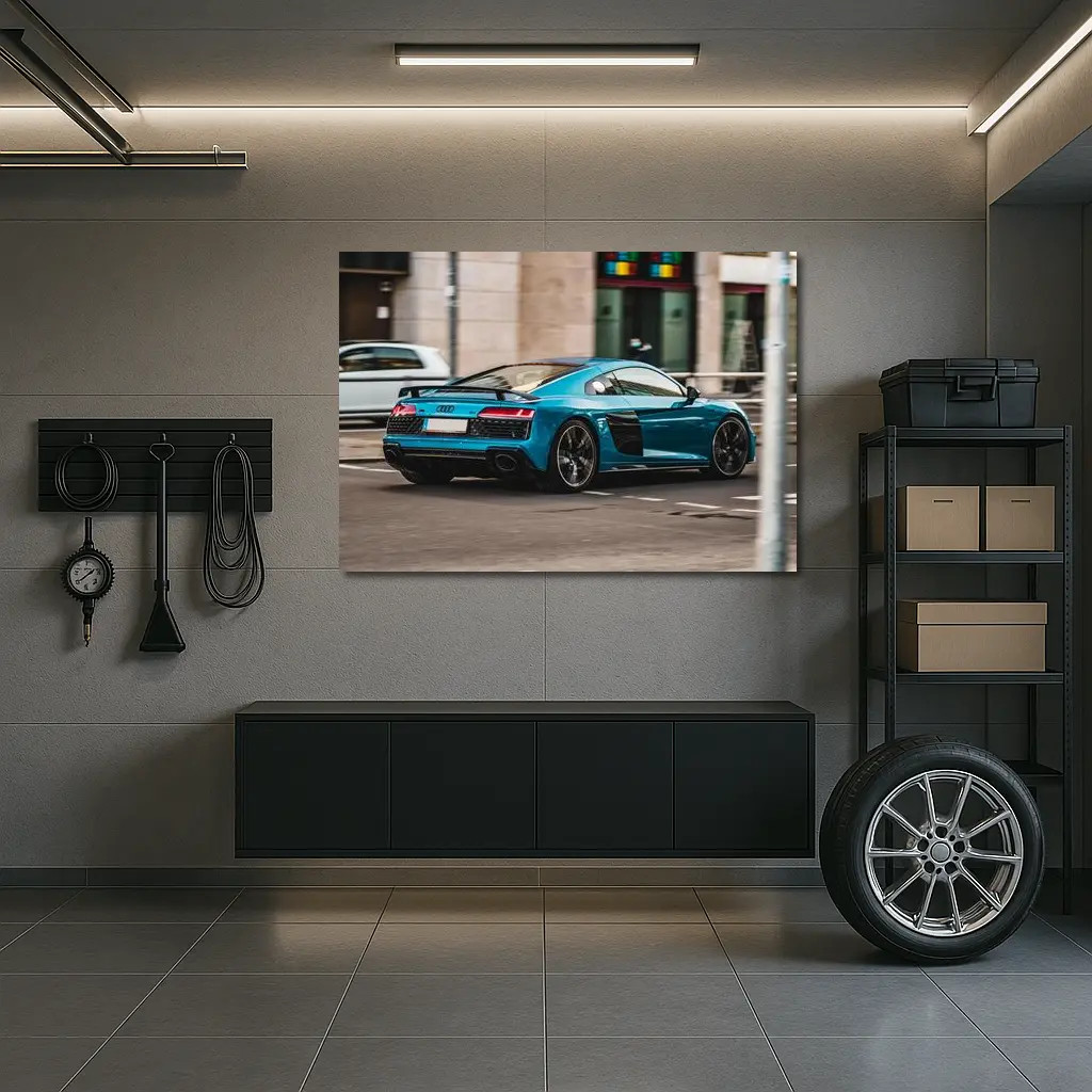 Audi R8 Blue Supercar City Street – Wall Art