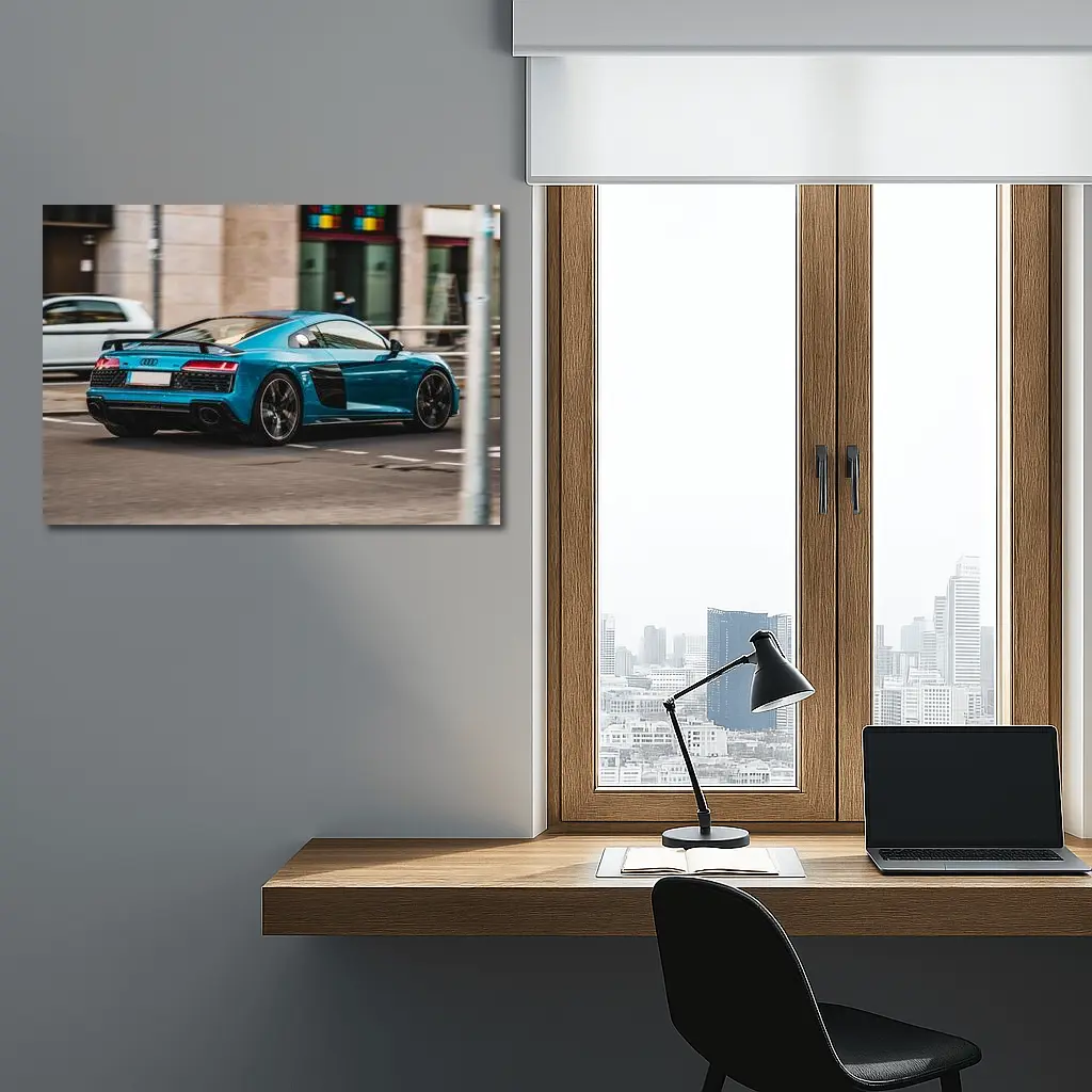Audi R8 Blue Supercar City Street – Wall Art