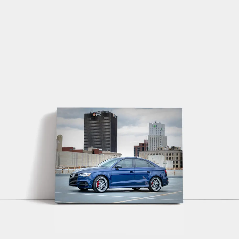 Audi A3 Sedan Blue City Rooftop – Wall Art