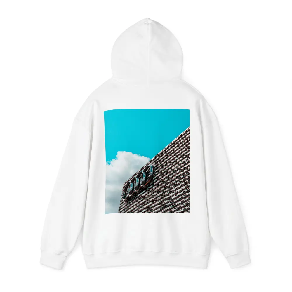 Audi Logo on Building Against Blue Sky – Hoodies