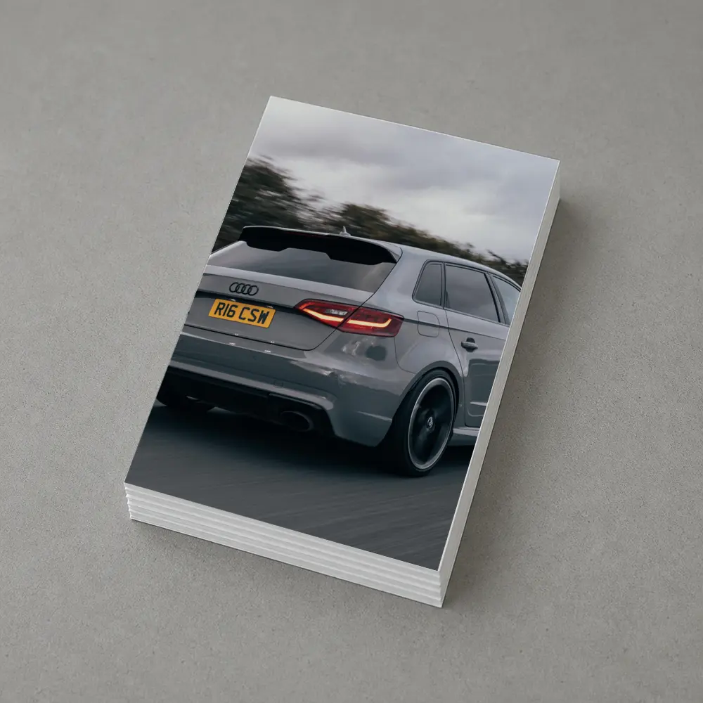 Audi RS3 Sportback Gray Road Motion Shot – Postcards