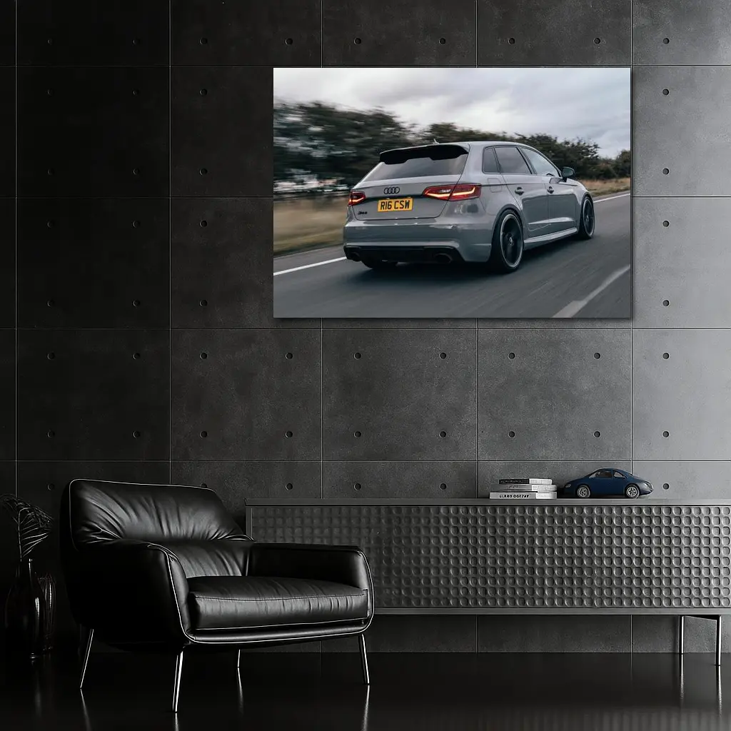 Audi RS3 Sportback Gray Road Motion Shot – Wall Art