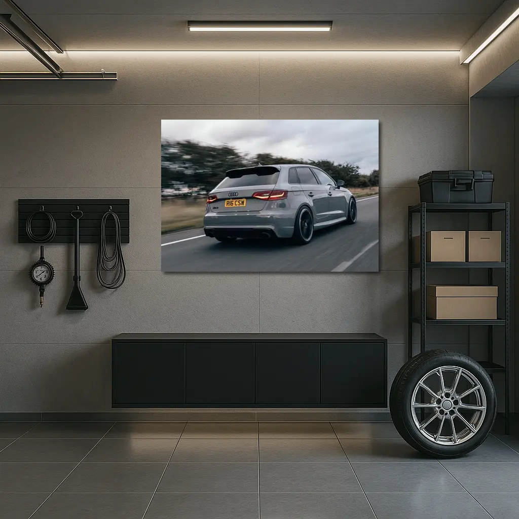 Audi RS3 Sportback Gray Road Motion Shot – Wall Art