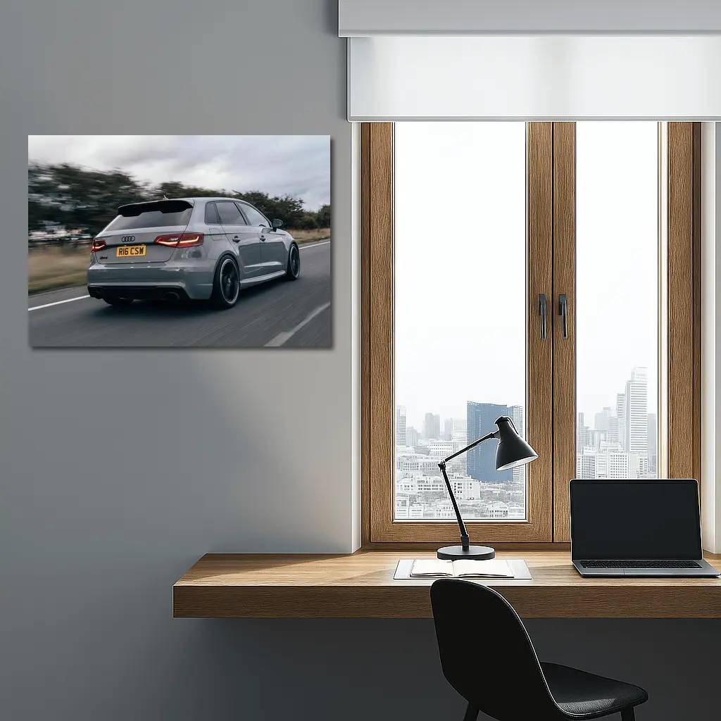 Audi RS3 Sportback Gray Road Motion Shot – Wall Art