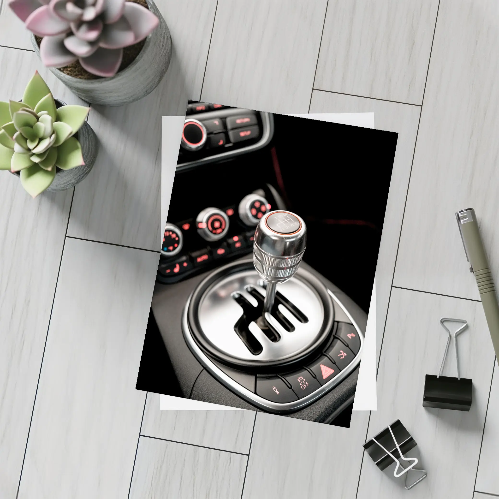 Audi R8 Manual Gearshift Interior Close Up – Postcards